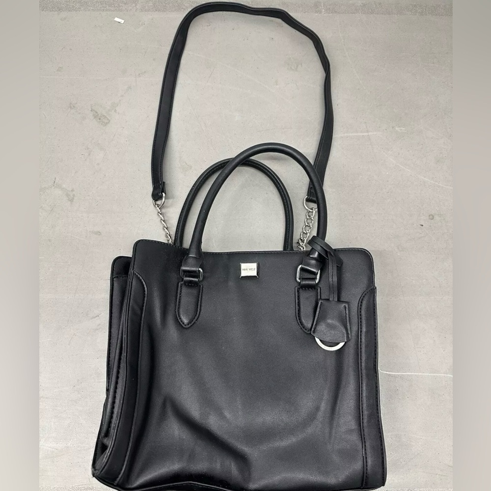 Nine West Black Crossbody Faux Leather Coralia Me Time Satchel Shoulder Handbag